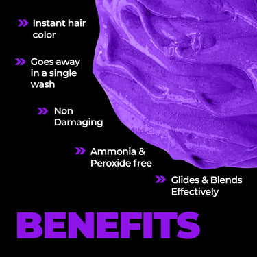 Beardo Dye Hard Temporary Hair Color - Metalic Purple, 25g | Temporary 1-Day 1-Wash | DIY Instant Hair Color Makeup for Men | No Bleach | No Ammonia | No Damage